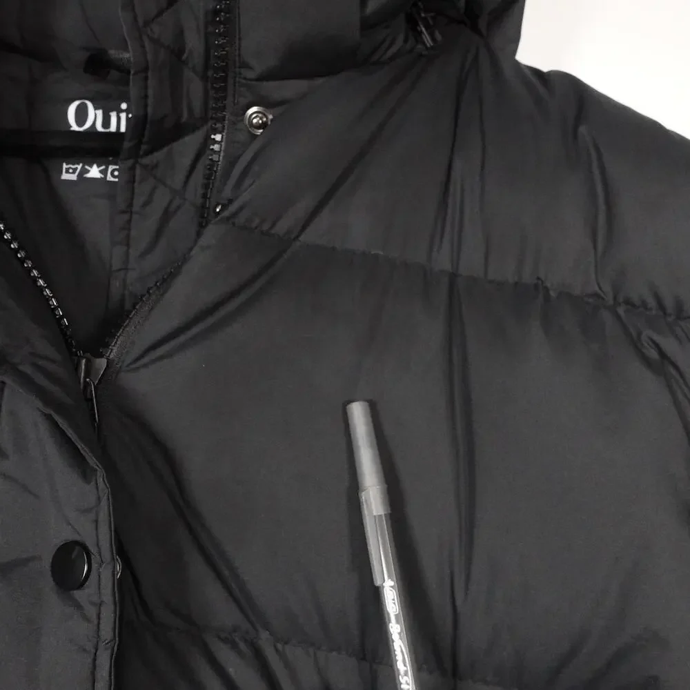 Damaged Quince Women's XL Responsible Down Long Puffer Jacket Hooded Black $200